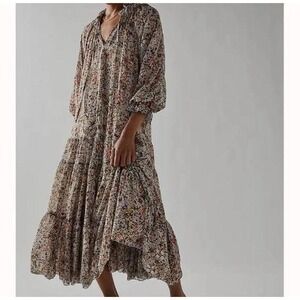 Free People "Feeling Groovy" Floral Boho Maxi Dress Size Small